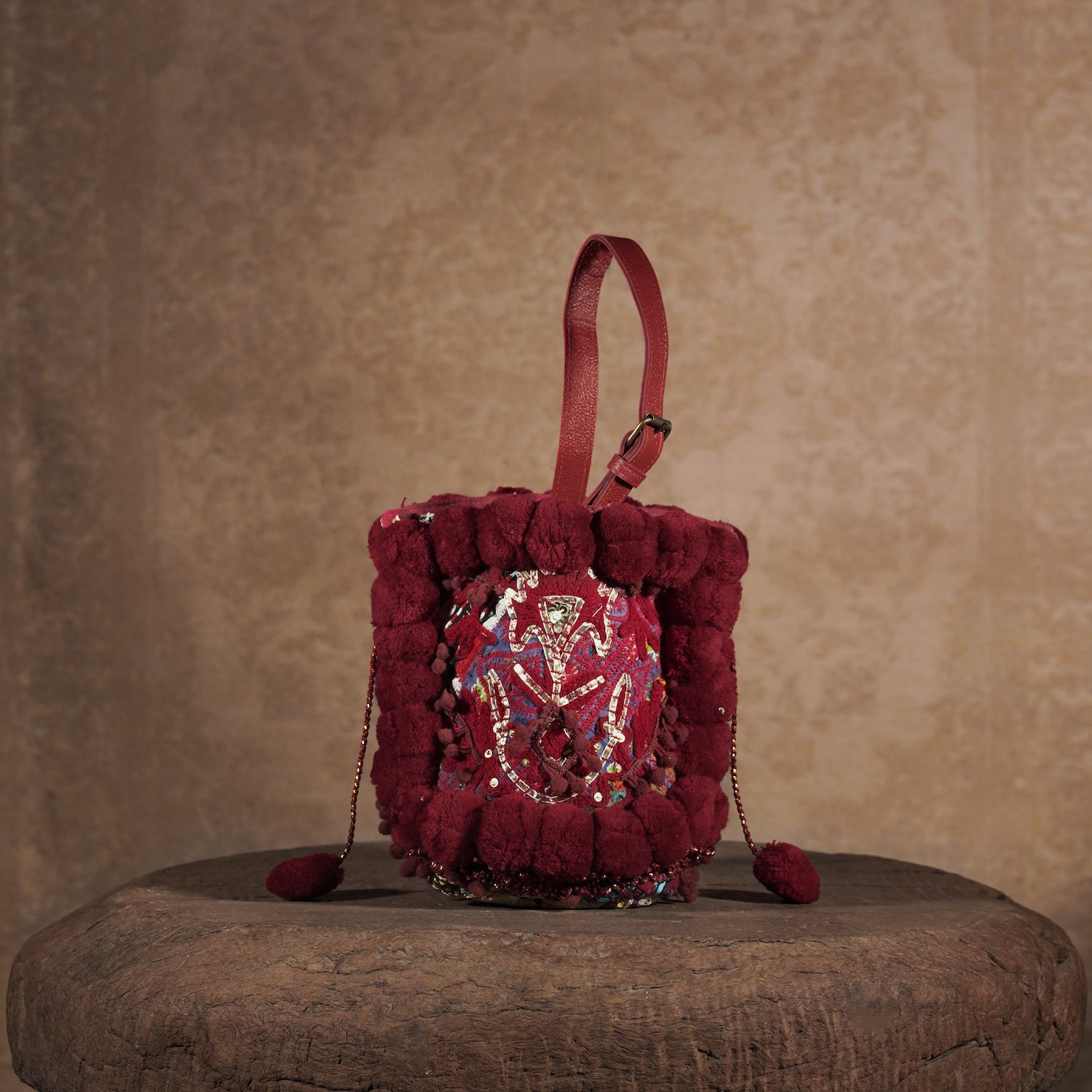 Burgundy Lado Bucket Bag 005