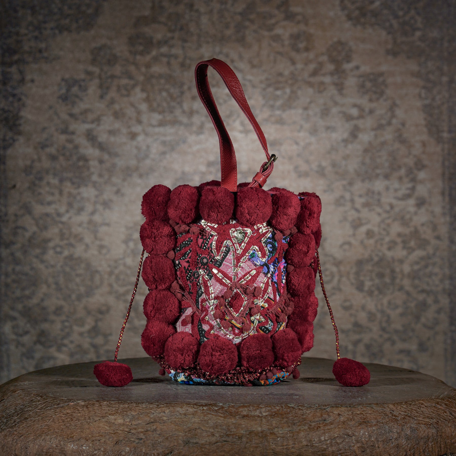 Burgundy Lado Bucket Bag 006