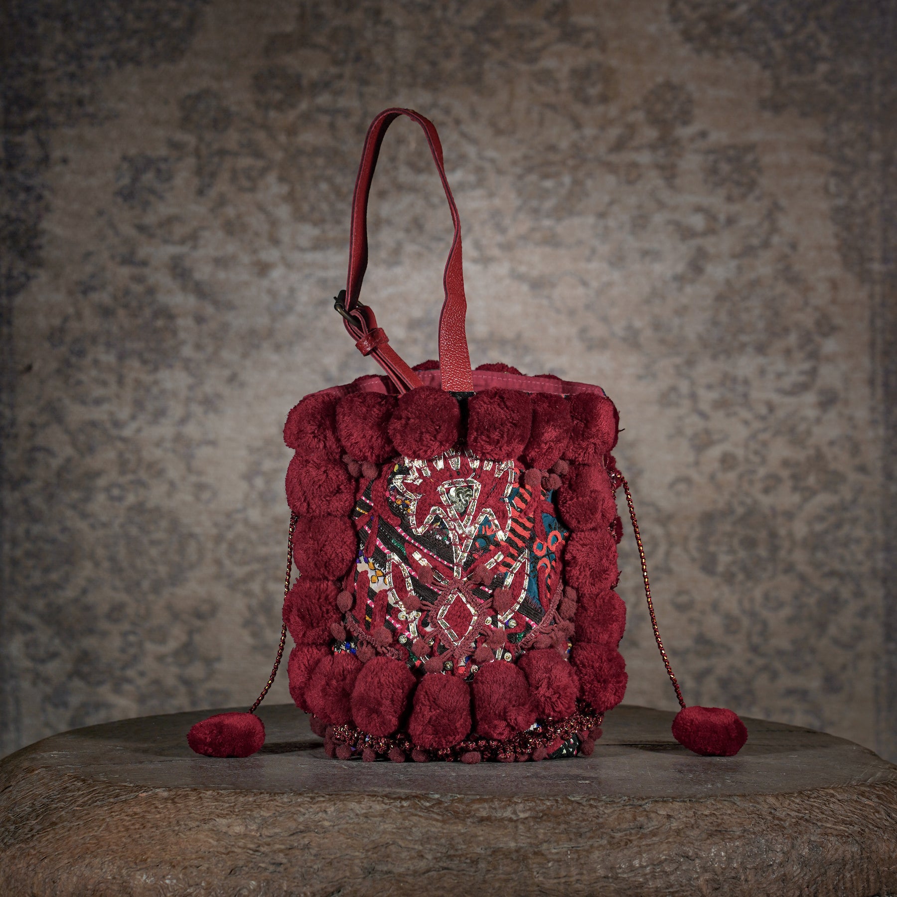 Burgundy Lado Bucket Bag 007