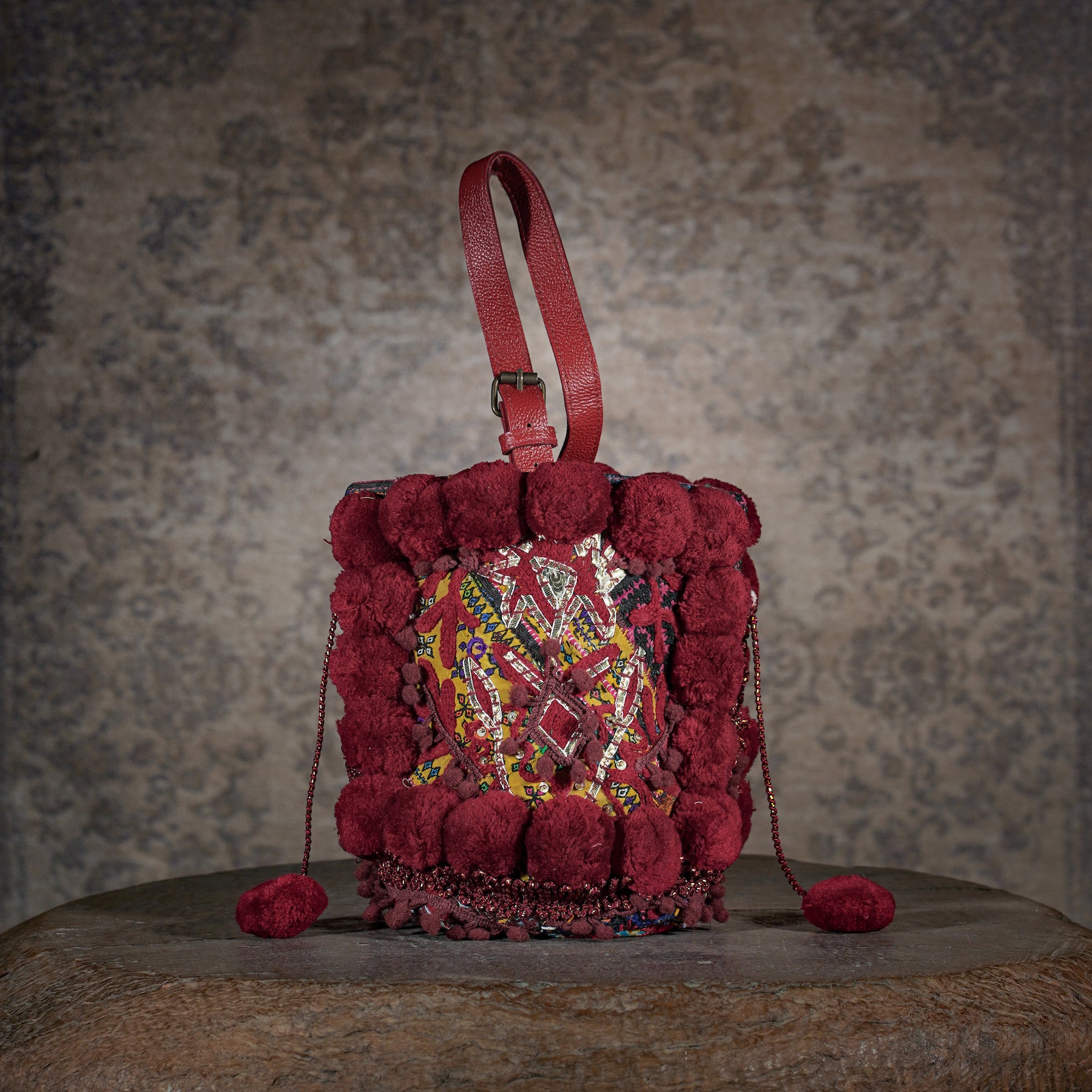 Burgundy Lado Bucket Bag 007