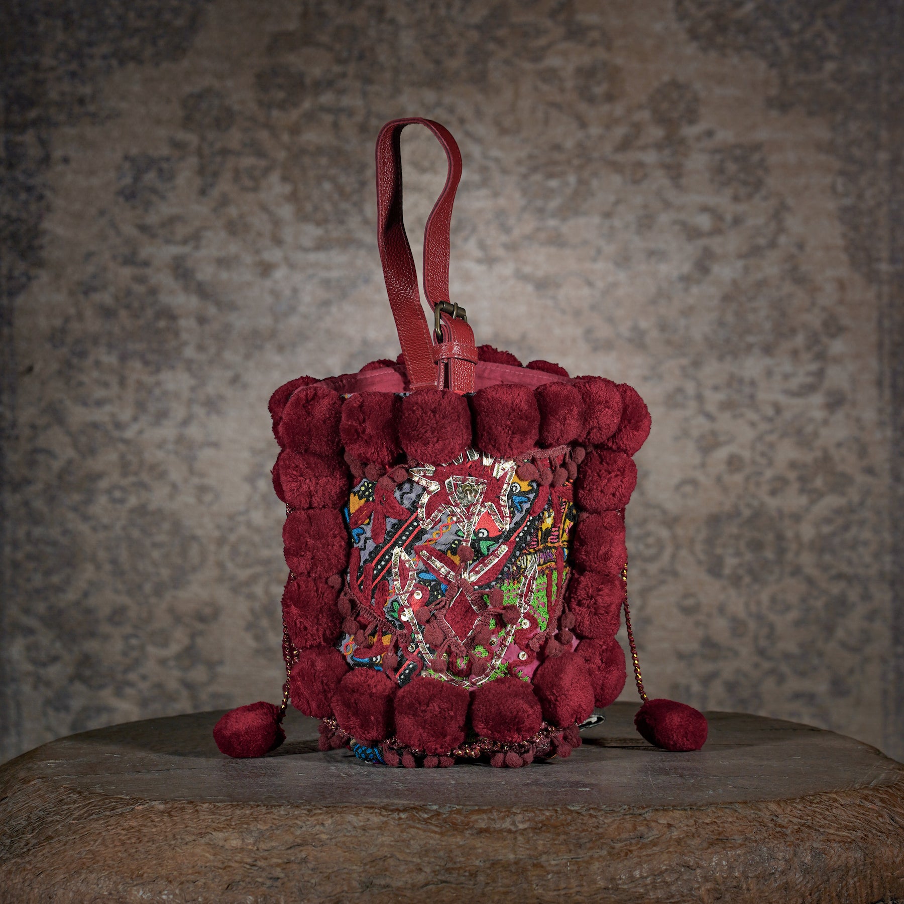 Burgundy Lado Bucket Bag 008