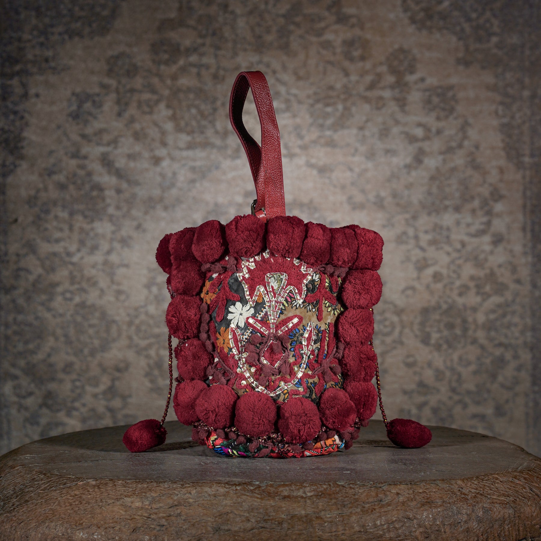 Burgundy Lado Bucket Bag 008