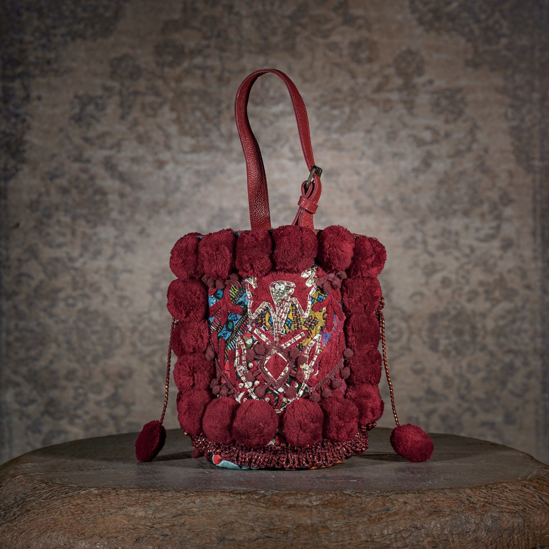 Burgundy Lado Bucket Bag 009