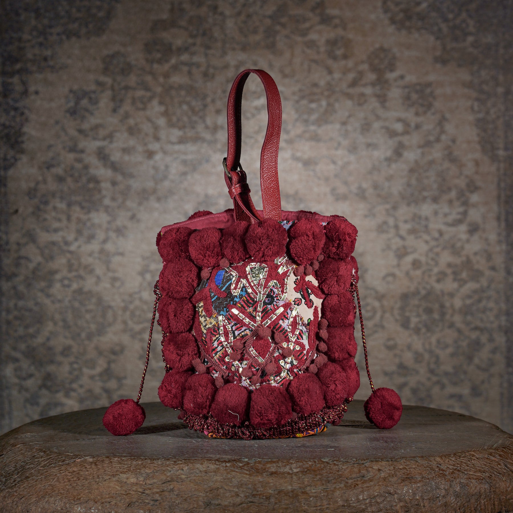 Burgundy Lado Bucket Bag 009