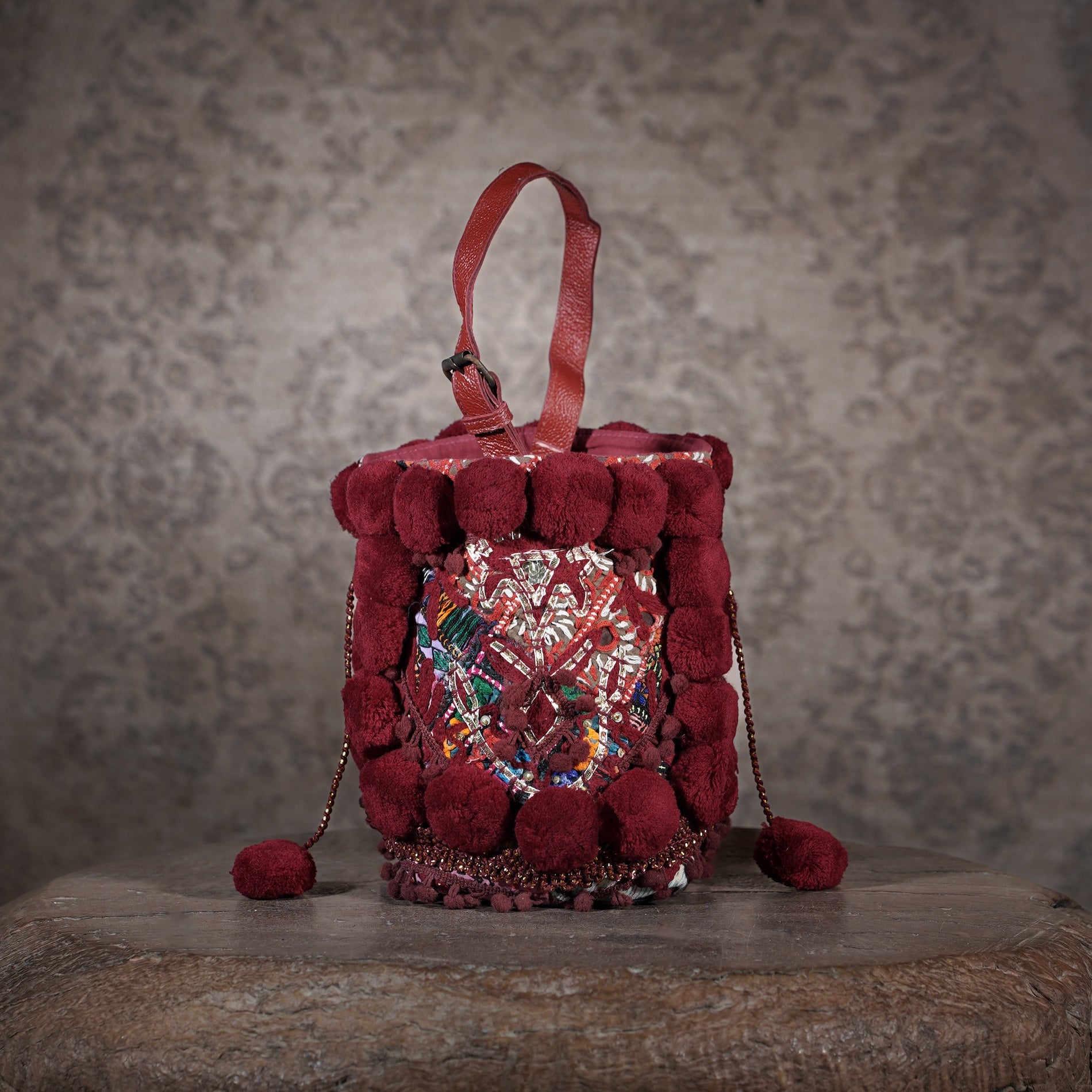 Burgundy Lado Bucket Bag 011