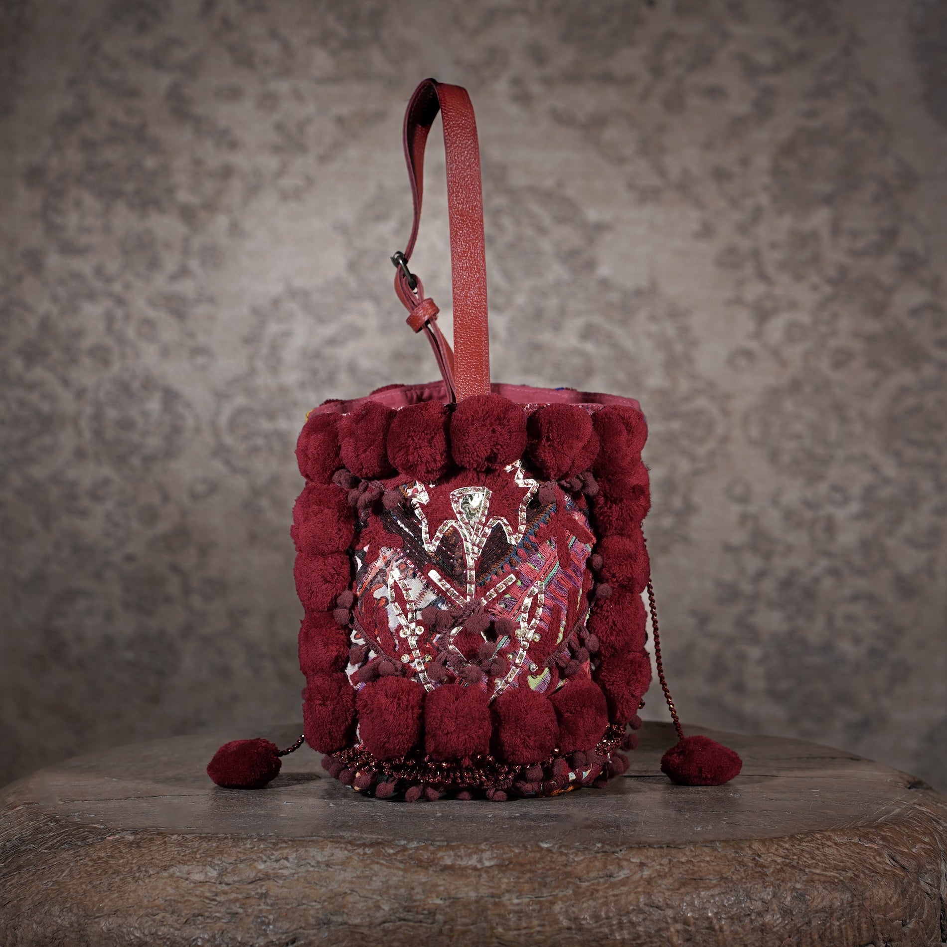 Burgundy Lado Bucket Bag 012
