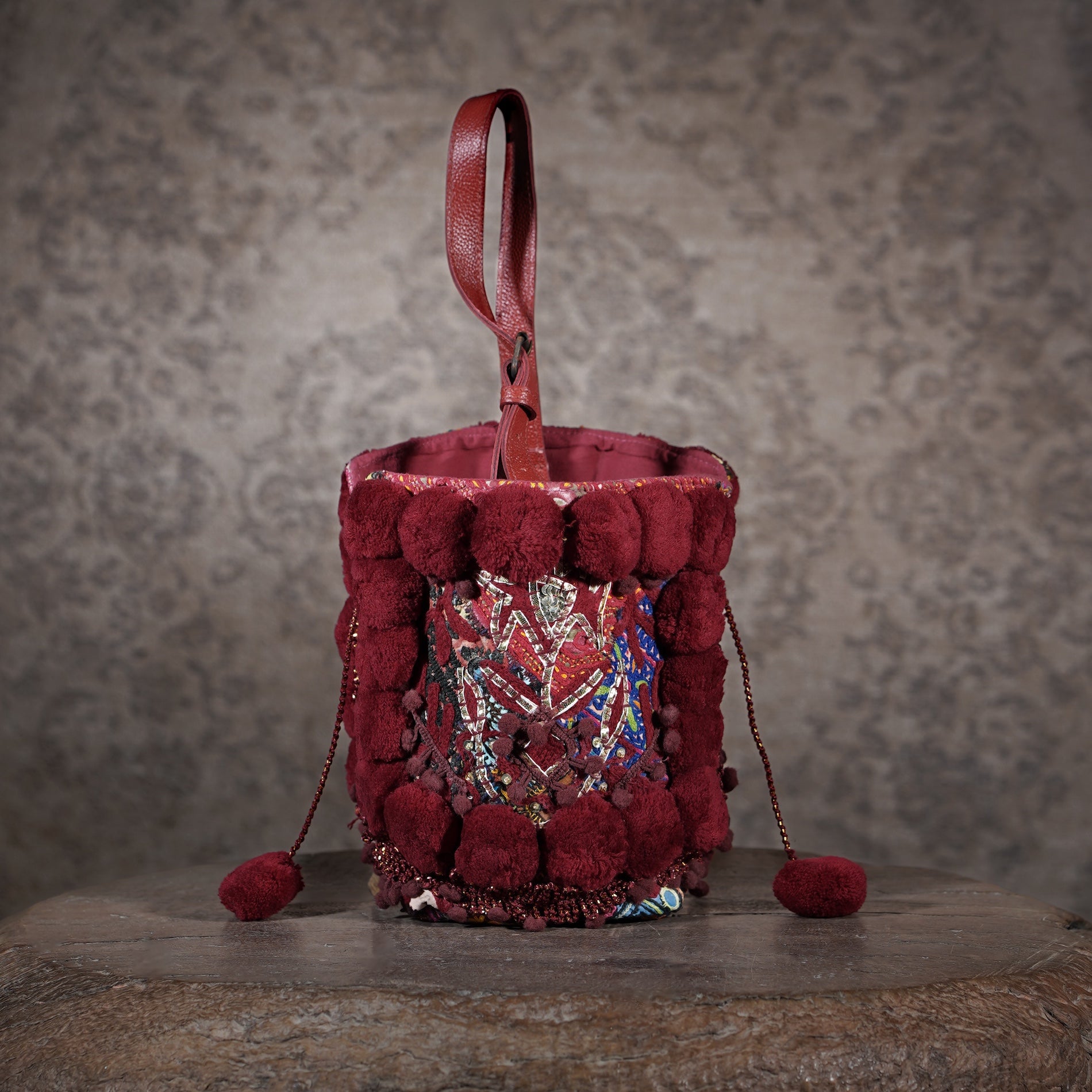Burgundy Lado Bucket Bag 014