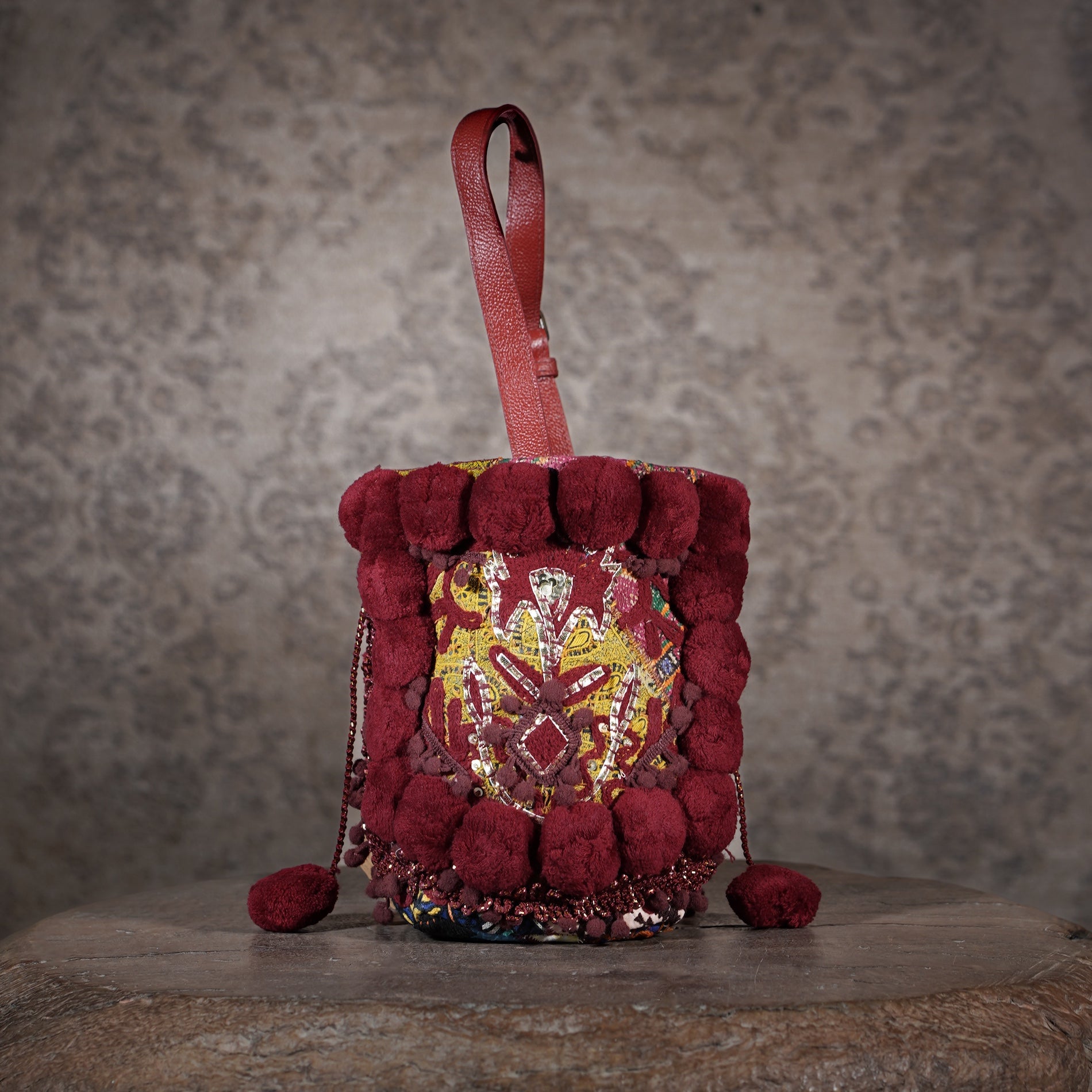 Burgundy Lado Bucket Bag 014