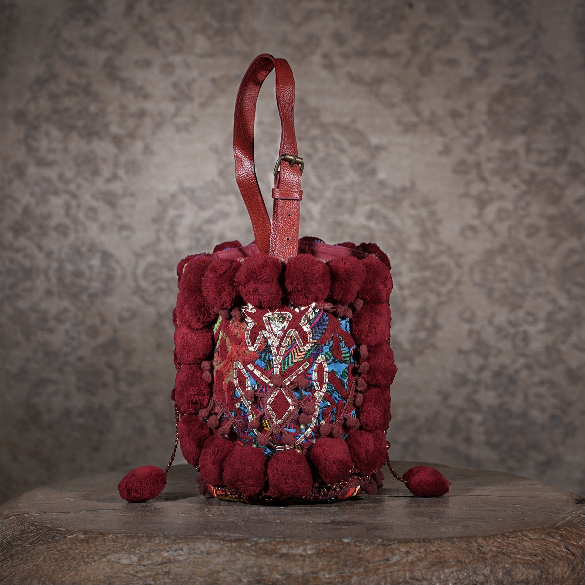 Burgundy Lado Bucket Bag 015