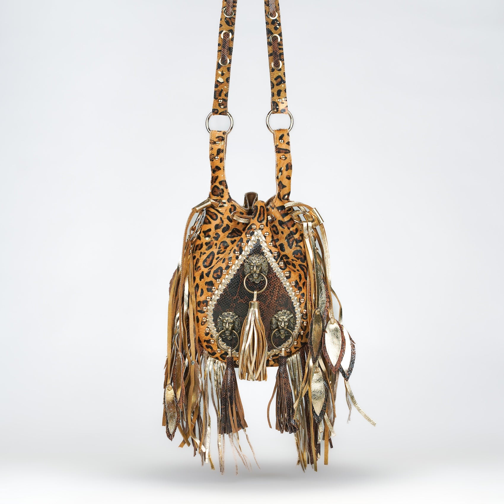 Spotted Skin Lion Bucket Bag