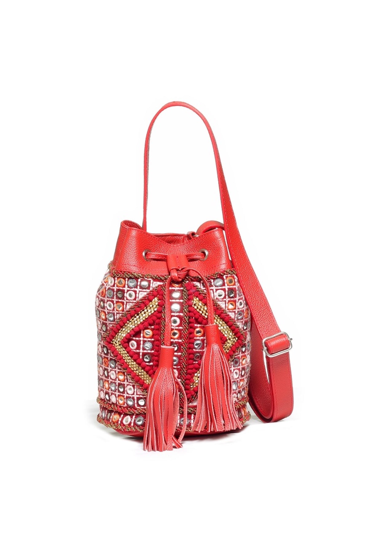 Burgundy Mogra Bucket Bag