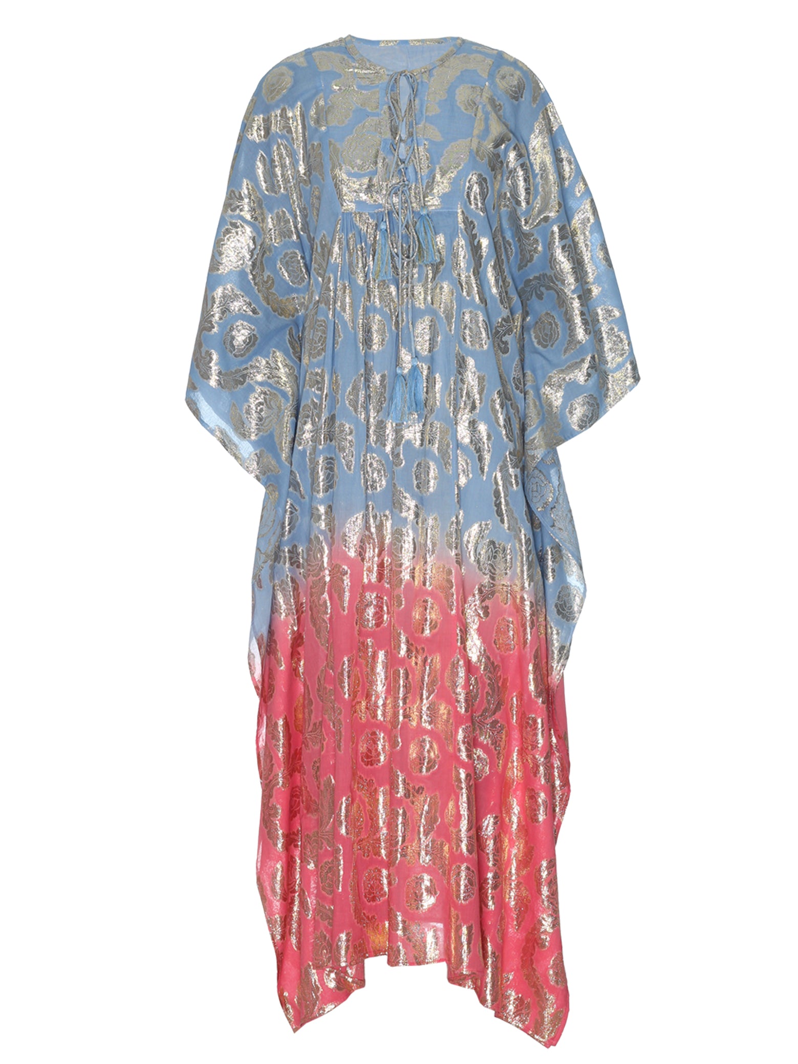 Turquoise-Rose Ombre Kaftan