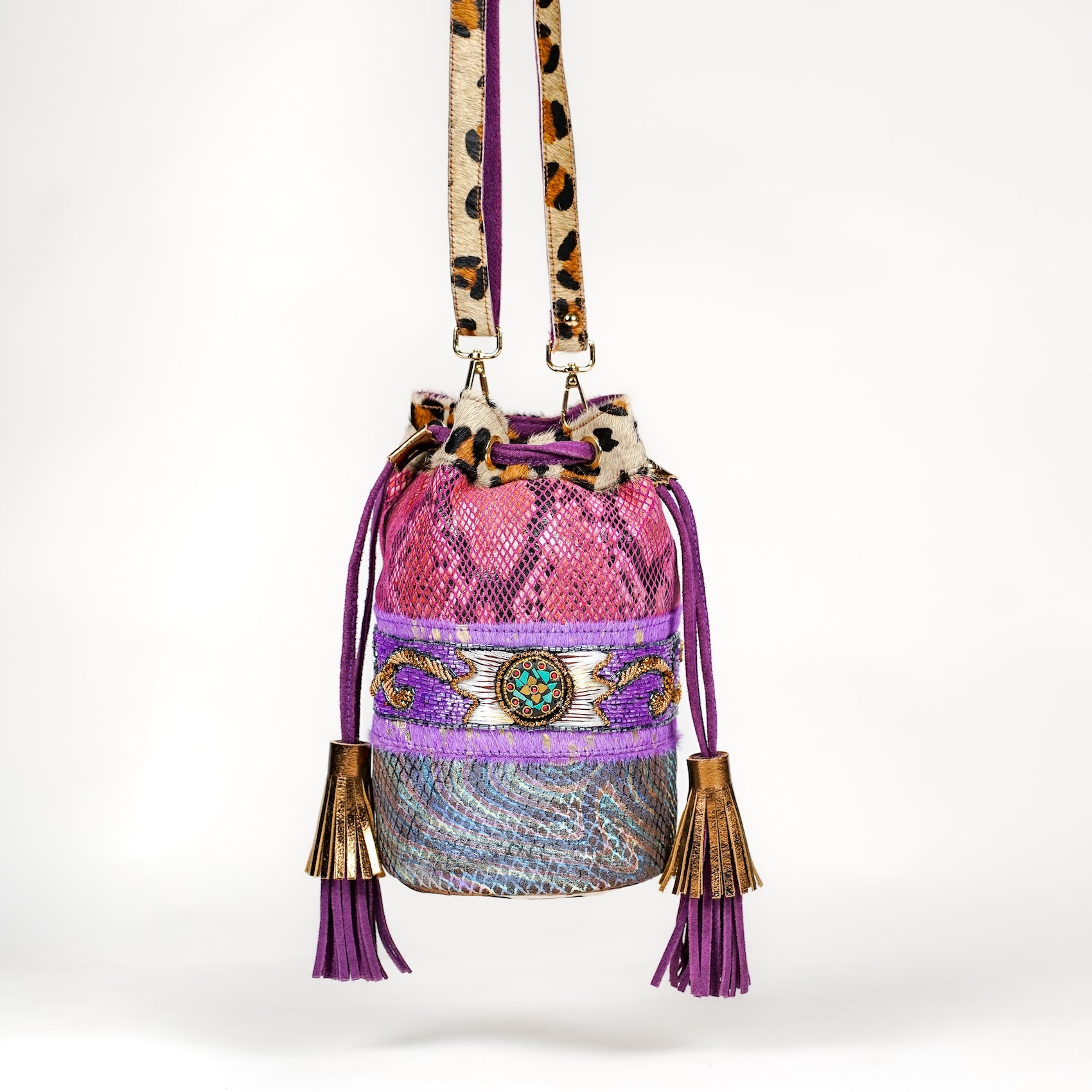 Purple Panthera Bucket Bag