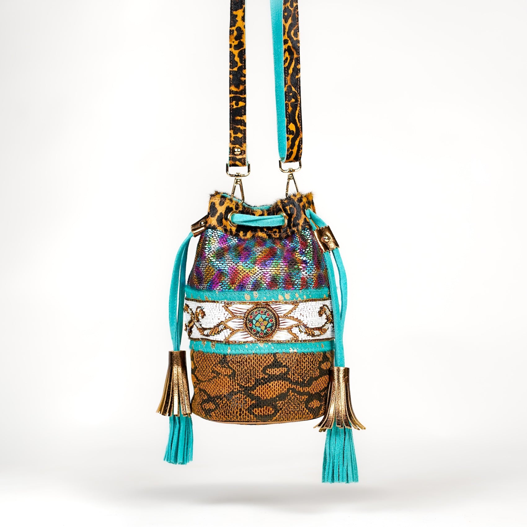 Turquoise Panthera Bucket Bag