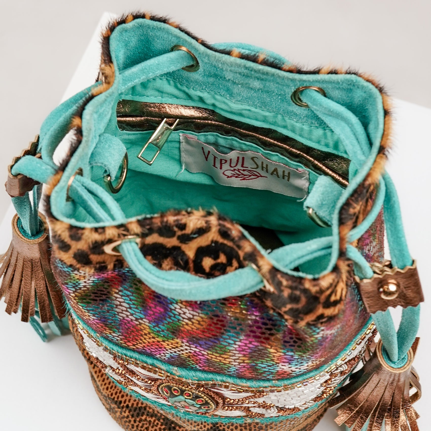 Turquoise Panthera Bucket Bag