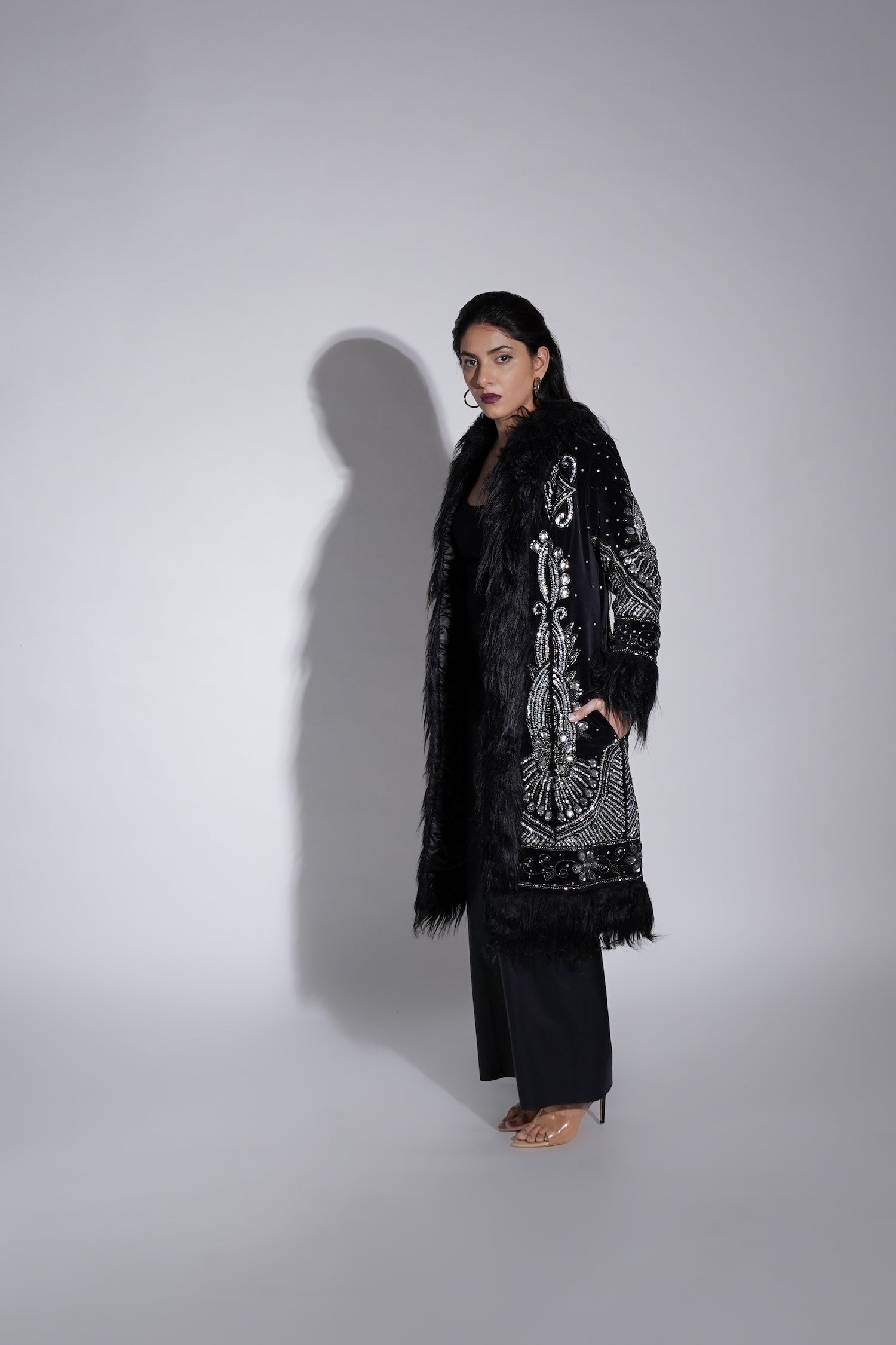 Black Sitara Long Coat