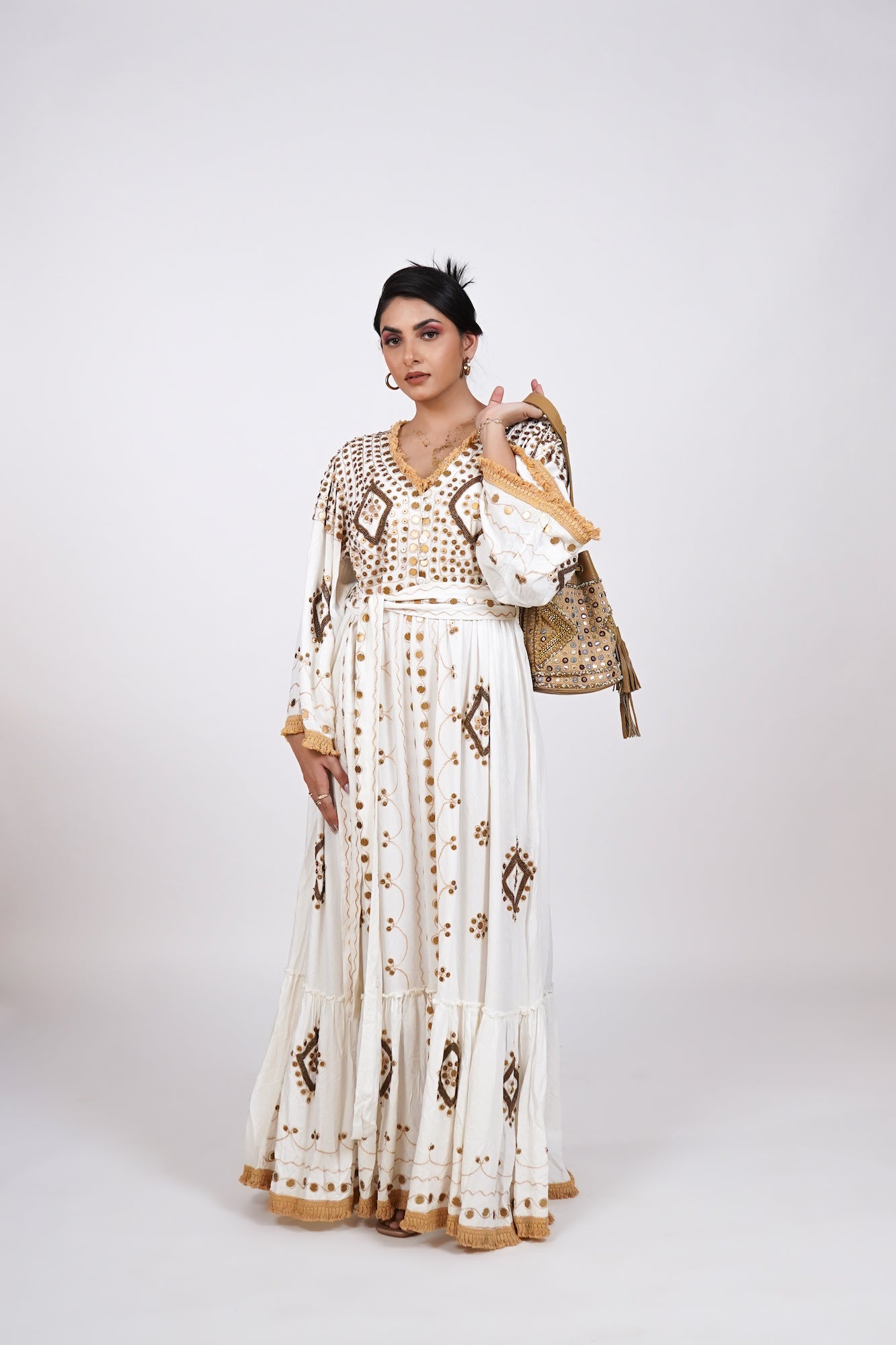 Cream Teka Long Dress