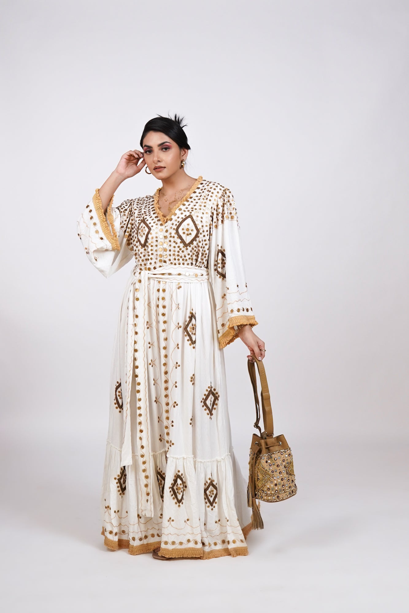 Cream Teka Long Dress